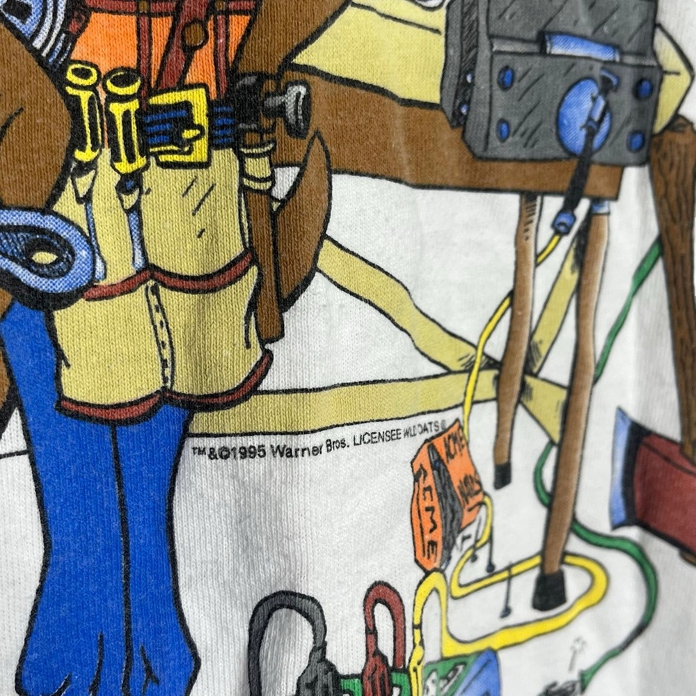 Vintage Looney Tunes Wile E Coyote Single Stitch Shirt 1995 Size Large - Picture 2 of 7